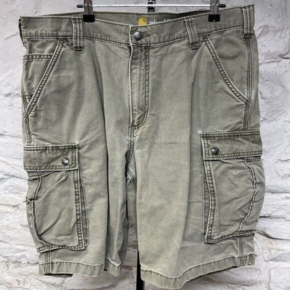 Carhartt Relaxed Fit 100% Cotton CanvasUtility Work Shorts Faded Green - Picture 1 of 7